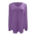 thumbnail image 5 of Fiaer,Long Sleeve V Neck Tshirts for Women,Womens Plus Size Loose Fit Casual T Shirts,Women's Trendy Going out Basic Tops Purple M, 5 of 6
