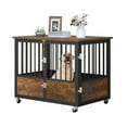 thumbnail image 2 of Dextrus Large Dog Crate Furniture with Wheels, 38in Rustic Heavy Duty Metal Dog Crate and Kennel for Small Medium Dogs, 2 of 8