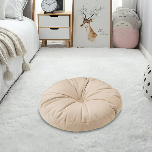 Cojín de suelo redondo de tela engrosada | Almohada lavable para ventana de balcón Tatami | Asientos de salón modernos y versátiles | Paño Suave y Duradero | 40x40x5cm | Naranja Amarillo Gris Beige