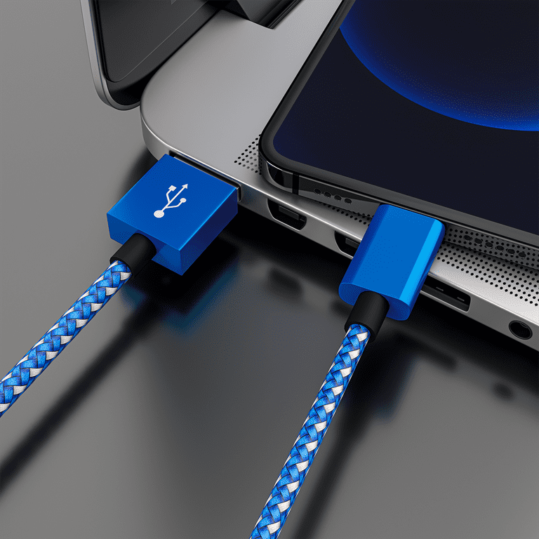 6ft Long MFI Certified Phone Charger Cable - Heavy-Duty Durable Braided  Data Sync Lightning to USB Charging Cables Cords for iPhones - Blue, White