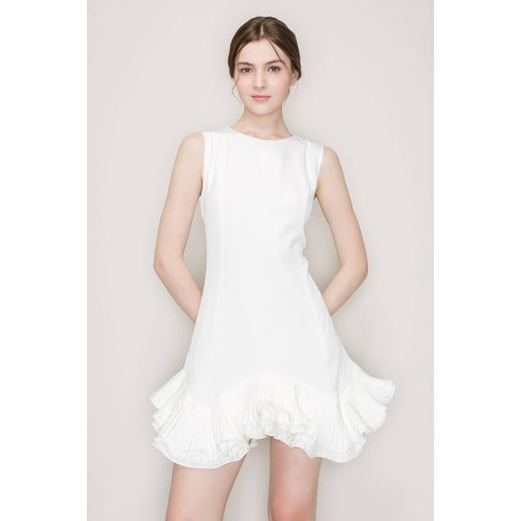 Flutter Ruffle Hemline Sleeveless Mini Dress