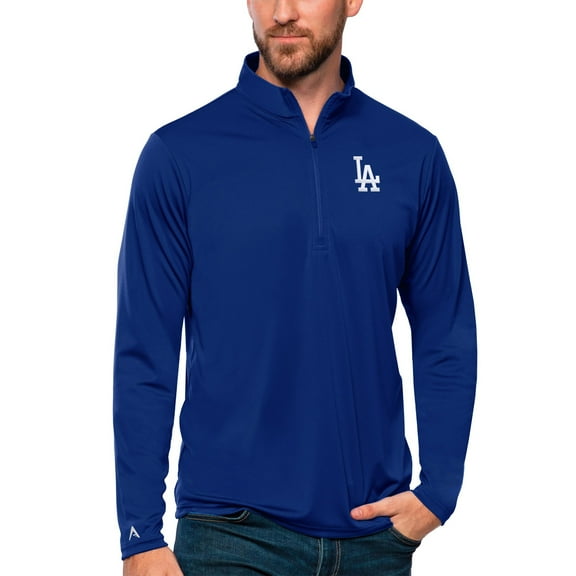 Men's Antigua Royal Los Angeles Dodgers Tribute Quarter-Zip Pullover Top