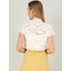 thumbnail image 5 of Top de Encaje Floral Transparente Elegante Para Mujer Allegra K Manga Corta Blanco S, 5 of 6