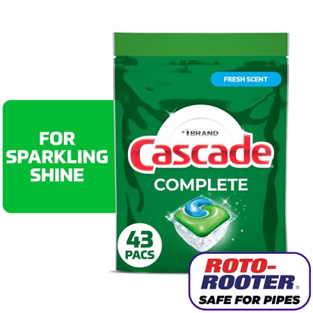 Cascade Complete Action Pacs, Dishwasher Detergent, Fresh, 43 Count