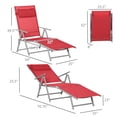 thumbnail image 3 of Outsunny Chaise Longue Pliante Portable d'Extérieur en Acier - Fauteuil Inclinable Réglable, Rouge, 3 of 9