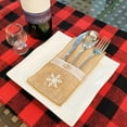 thumbnail image 6 of Christmas Flatware Holder for Holiday Table Setting, Linen Utensil Storage Bag with Snowflake & Bow for Christmas Dinner Party Decoration, 6 of 6