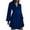 Blue, variant on IROINNID Semi Formal Dress for Women Long Sleeve Empire Dress V-neck Back Zipper Trumpet Sleeves Pleated Satin Solid Color T-A-line High-Waist Dress,Black