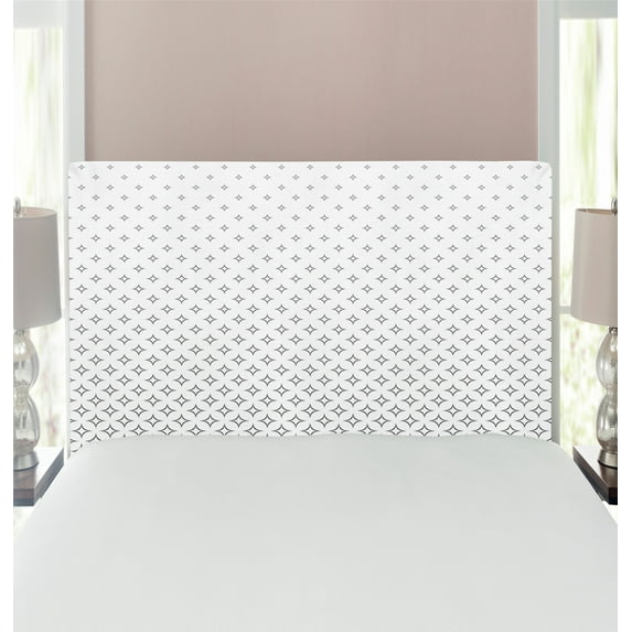 Star Headboard, Abstract Diamond Stars Theme Pattern Infinity Geometric Minimalistic Contemporary, Upholstered Decorative Metal Bed Headboard with Memory Foam, Twin Size, White Black, by Ambesonne