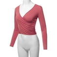 thumbnail image 5 of A2Y Women's Long Sleeve Deep V Neck Cross Wrap Crop Top T Shirts Ginger M, 5 of 6