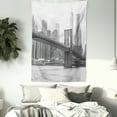 thumbnail image 3 of Landscape Tapestry, Photo of Brooklyn Bridge Over East River and Tall Buildings Skylines at the Back, Wall Hanging for Bedroom Living Room Dorm Decor, 40W X 60L Inches, Grey White, by Ambesonne, 3 of 5