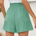 thumbnail image 4 of Sngxgn Womens Shorts Cotton High Elastic Waist Pleated Ruffle Shorts Beach Flowy Casual Shorts(Mint Green,M), 4 of 7