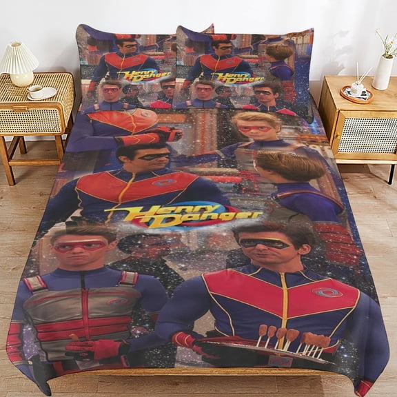 Duvet Cover Bedding Set Cartoon Print Soft Quilt Cover 3 Pieces, 1 Comforter Cover & 2 Pillowcases for Kids Teens Boys Girls Room Decor 86"x70"