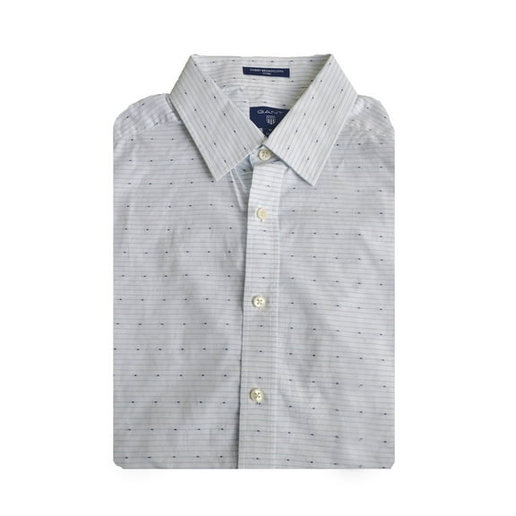 GANT Men's Nautical Blue Dobby Stripe Fitted Shirt 365655 Size Medium