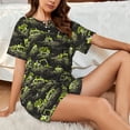 thumbnail image 6 of Bingfone Light Green Excavator Print Pajamas Sets for Women Soft Short-Sleeved Pjs with Lounge Shorts Two Piece Sleepwear, 6 of 8