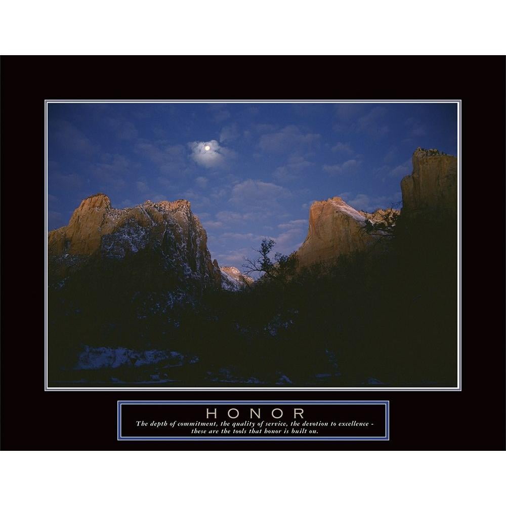 Frontline 24x20 Black Modern Framed Museum Art Print Titled - Honor - Mountain Moon