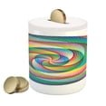 thumbnail image 1 of Rainbow Piggy Bank, Spiral Rosette Pattern with Wavy Stripes Abstract Contemporary Design, Ceramic Coin Bank Money Box for Cash Saving, 3.6" X 3.2", Multicolor, by Ambesonne, 1 of 4