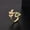 Gold, variant on Womens Adjustable Open Ring Copper Leaf Design With Zircon Inlays Gold Plated Finish Everyday Styles For Women