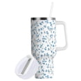 thumbnail image 2 of 30 oz Tumbler With Handle Stainless Steel Insulated Tumbler With Lid for Car Cup Holder Small Blue Floral Pattern, 2 of 9