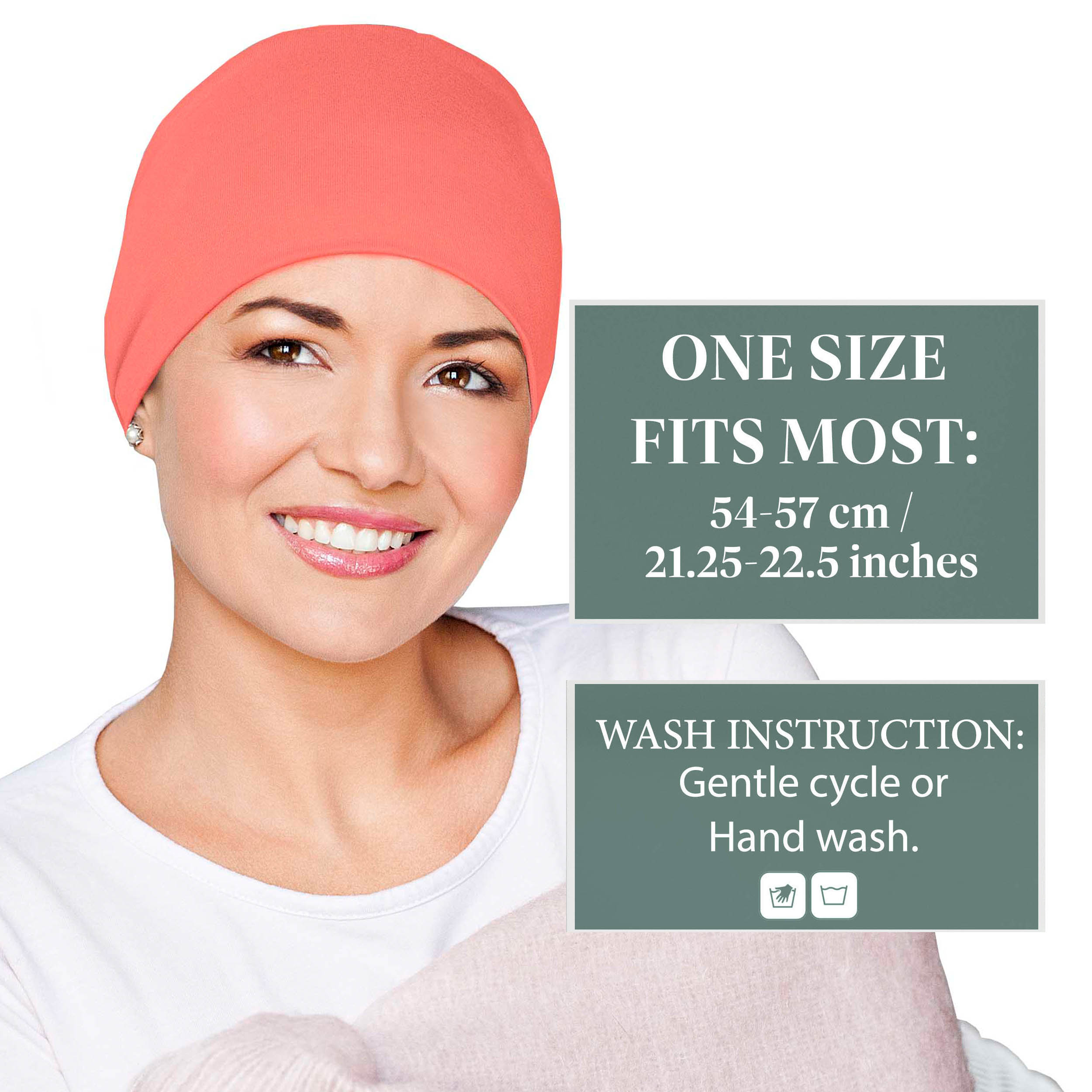 MASUMI Chemo Sleep Hat for Women, Soft Cotton Hats for Ladies, Chemo Headwear Turbans Cap Beanie Cancer Head Coverings with Double Layer (Coral)