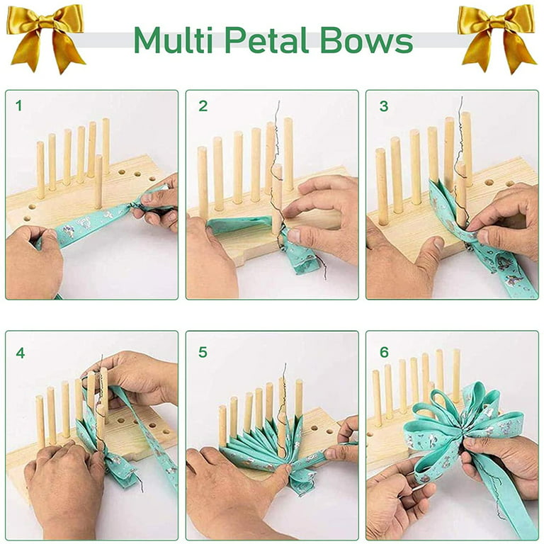 Wooden Bow Maker for Ribbon Wreath,URMAGIC Oval Bow Making Tool,Double  Sided Ribbon Bow Making Tool,Detachable Wreath Bow Maker,Multipurpose DIY