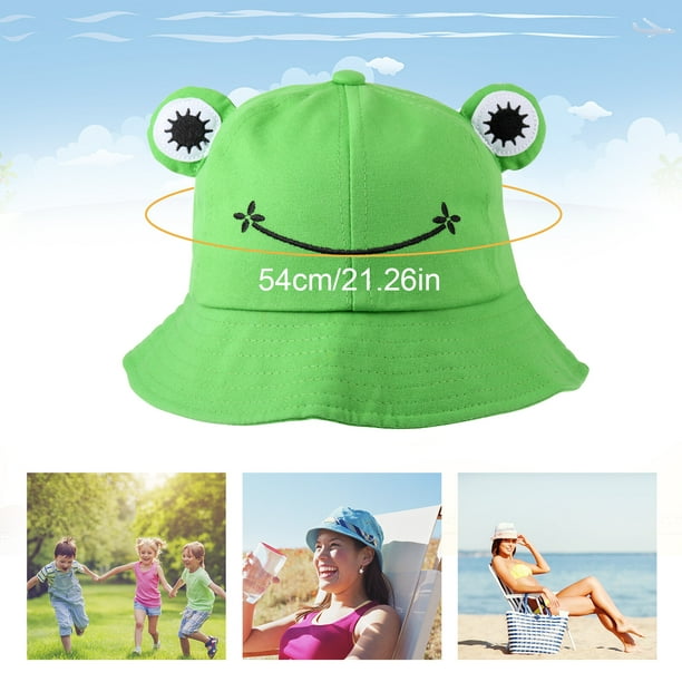 Women Men Hiking Fishing Bucket Hat Travelling Portable Adorable Fisherman  Cap Big Eyes Foldable Headwear Outdoor Supplies Green Kid