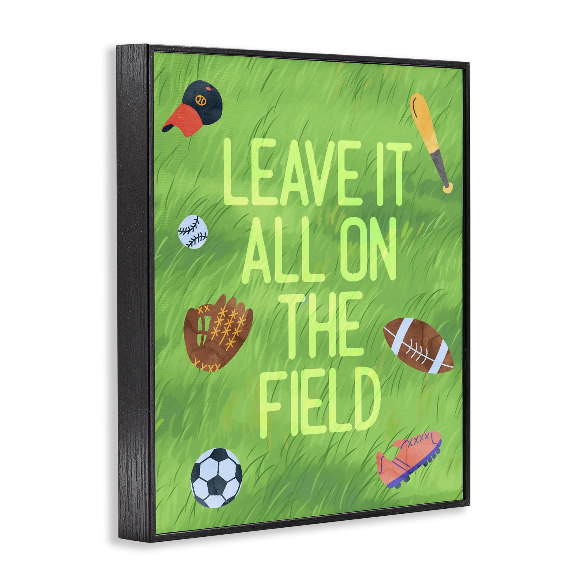 Stupell Industries Leave It On The Field Black Framed Giclee Art, design by Lil' Rue