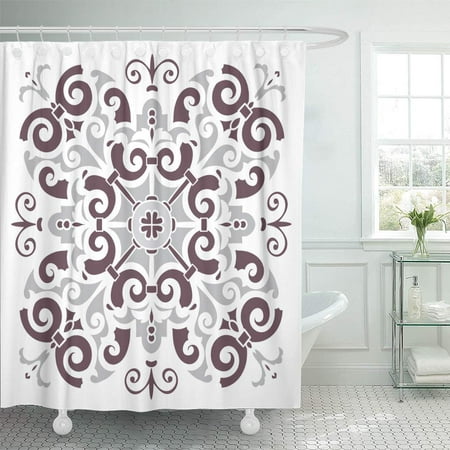 KSADK in Oriental Style Dark Brown and Gray Colors Italian Majolica The Best Shower Curtain Bath Curtain 66x72