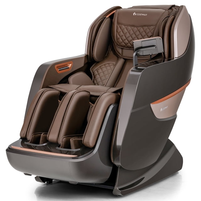 Costway Therapy22 Fauteuil de Massage Corps Entier, Fauteuil Inclinable Électrique à Gravité Zéro avec Coussin d'Air, Roulettes, Chauffage, Détection d'Épaule, Étirement Thaï, Haut-Parleur Sans Fil, Écran Tactile