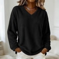 thumbnail image 2 of Yievot Women's Fleece Sweatshirts V Neck Long Sleeve Fall Top Solid Color Casual Warm Tunic Tops, 2 of 9