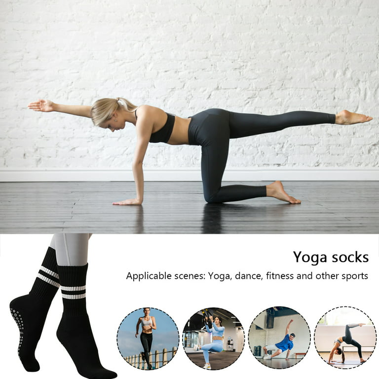 Nitouy Anti-slip Dance Socks Cotton Pilates Yoga Women Fitness Ankle Socks  (Black)