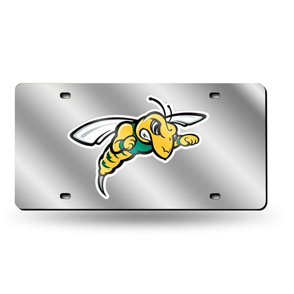 Black Hills State Yellow Jackets Mirrored Laser Cut License Plate Laser Tag