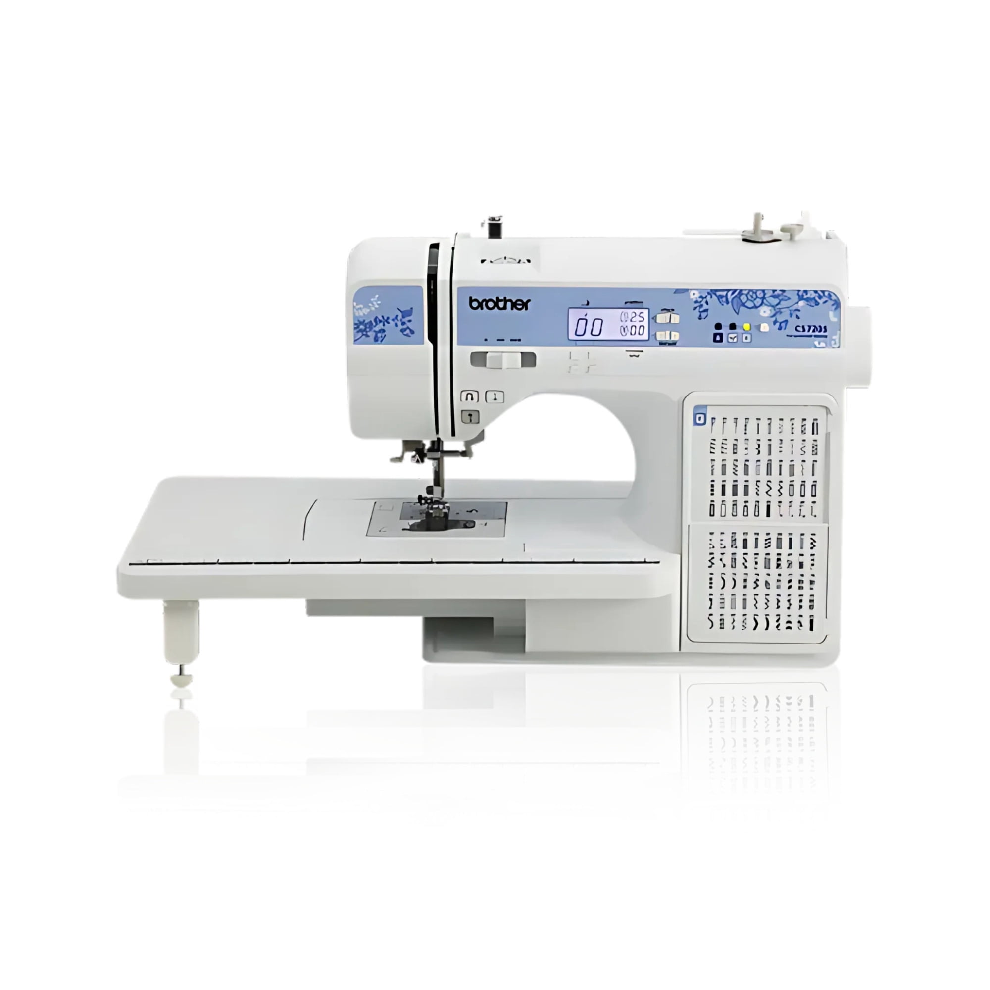 Brother CS7205 Computerized Sewing Machine with Wide Table 205 Built-In Stitches and 6-Piece Double Snap Spools Bundle