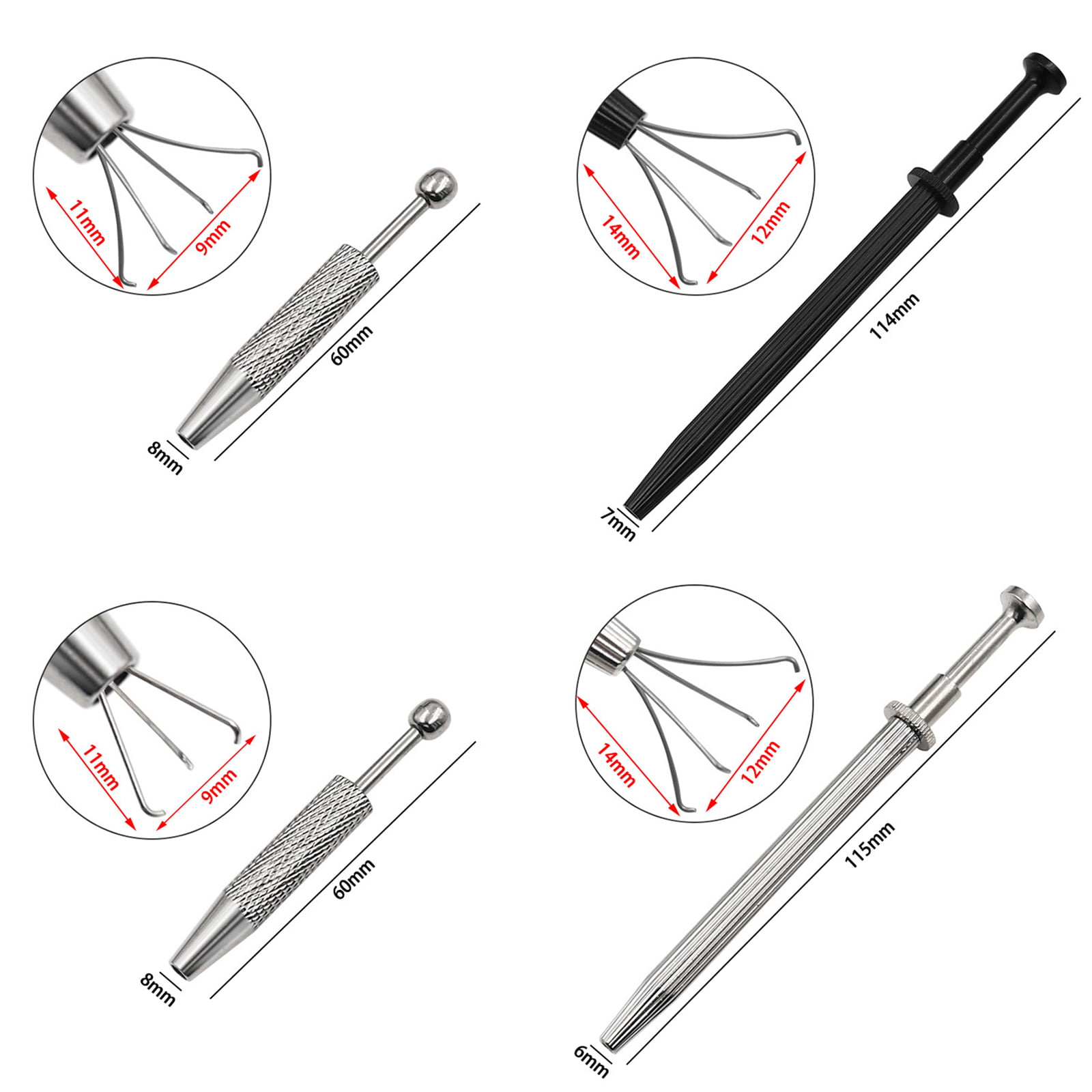 Holder Ball Bead Pick-up Tool Clamp Body Piercing Forceps 4 Claws Prong  Tweezers Catcher Grasping