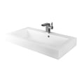 thumbnail image 2 of DAX Solid Surface Rectangular Single Bowl Vessel Bathroom Basin, Matte White, 2 of 4