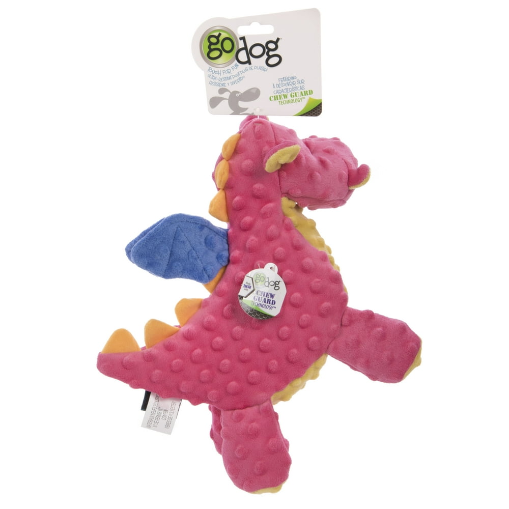goDog Dragons with Chew Guard Technology Durable Plush Squeaker Dog Toy