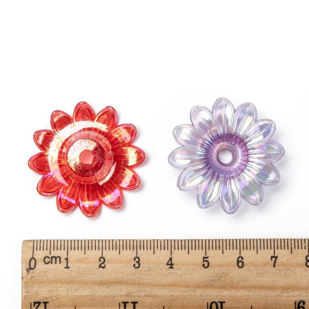 500 g Transparent Acrylic Beads AB color Flower Mixed color 34x34x9mm Hole: 4mm 260pcs/500g