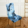 thumbnail image 3 of Xoenoiee Blue Marble Print Dining Chair Slipcover, High Stretch Removable Washable Chair Seat Protector Cover for Home Party Hotel Wedding Ceremony, 1 Set, 3 of 7
