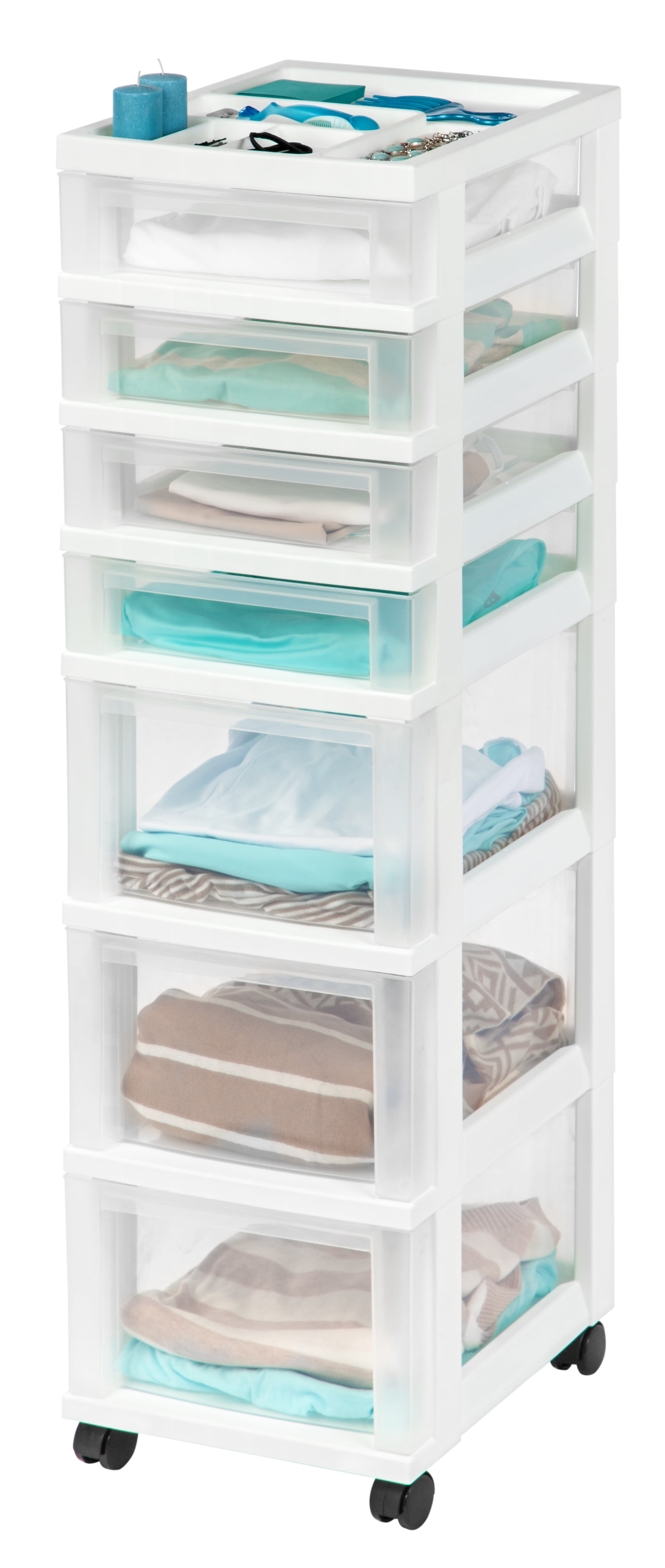 IRIS 7-Drawer Storage Cart with Organizer Top, White by IRIS USA, Inc.