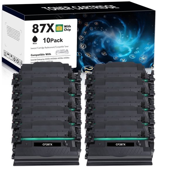 A Aztech Toner Cartridge Replacement for 87X 87A CF287X CF287A for Laserjet Enterprise M506 M506dn M506n Pro M501 M501dn M506 M506x M527 M527dn Printer Ink (Black, 10-Pack)
