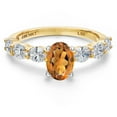thumbnail image 3 of Gem Stone King 14K Two Tone Gold Orange Red Madeira Citrine and Lab Grown Diamond Engagement Ring for Women | 1.60 Cttw | Oval 7X5MM | Gemstone November Birthstone | Size 6, 3 of 6