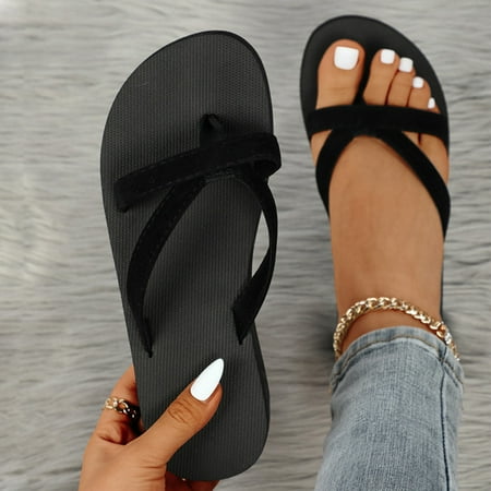 

CAICJ98 Women S Sandals Sandals for Women Strappy Sandal Adjustable Flat Sandals with Buckled Ankle Strap Simple Classic Sandals Ladies Sandals Black