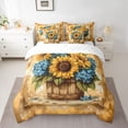thumbnail image 2 of Manfei Floral Sunflower Hydrangea Girl Bedding Comforter Set 7pcs,Retro Chic Flower Queen Bedding Sets Super Cozy,Vintage Aesthetics Queen Sheet Sets,Lightweight Room Decor,Reversible, 2 of 8