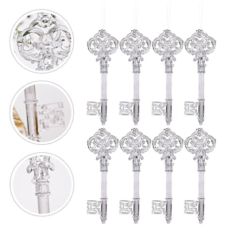 GAXIRE 8Pcs Droplet Ornaments Key Shape Clear Craft For Christmas Tree Decor