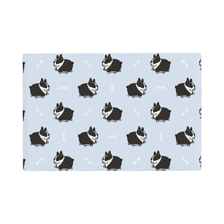 

Table Placemats Set of 4 - Fat boston terrier dog funny 12x18 In Faux Linen Double Heat Resistant Place Mats Cloth Indoor/Outdoor Placemats Washable Table Mats for Dining Kitchen Party