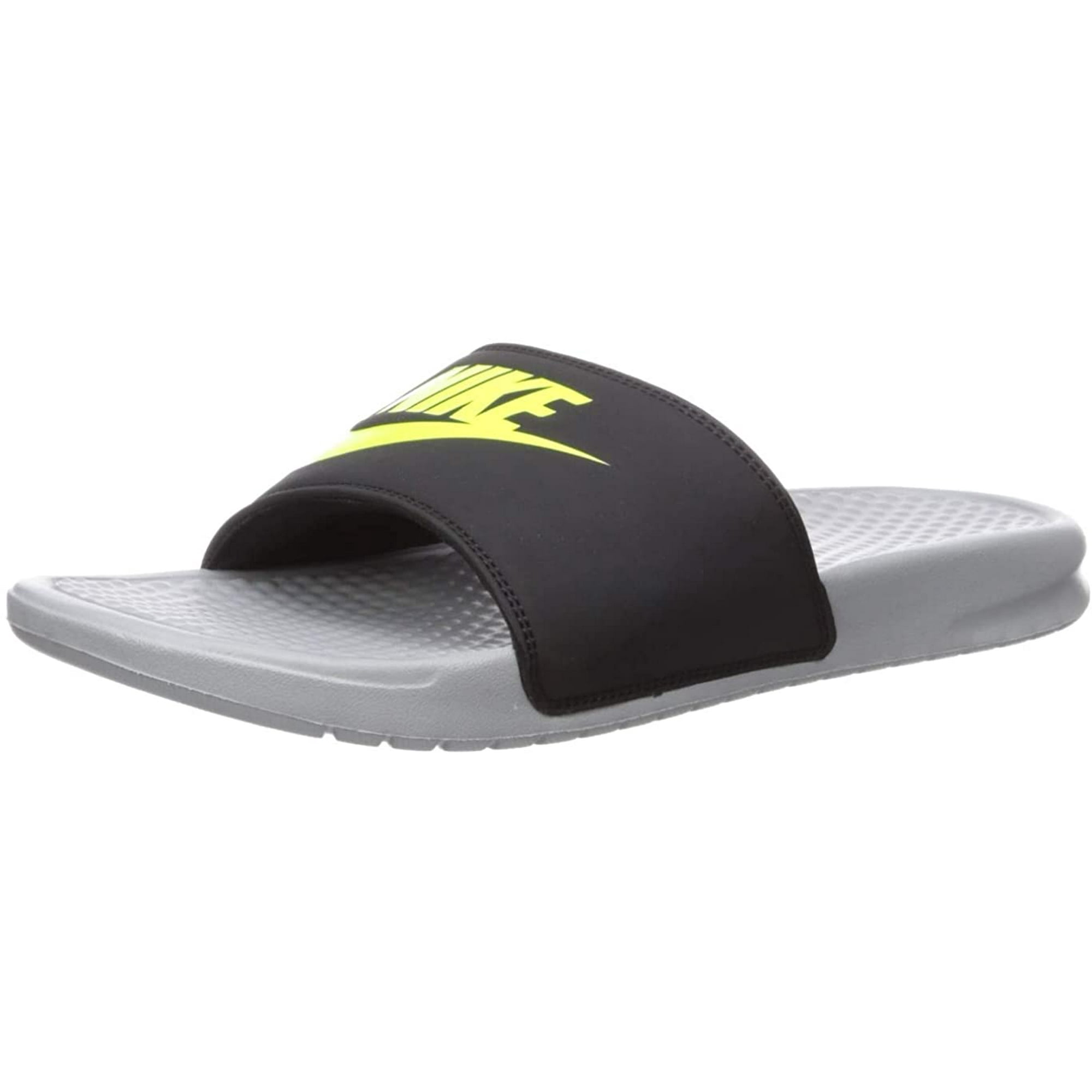 Nike Men s Benassi Just Do It Slide Sandal Wolf Grey Volt Black 9 Regular US Walmart