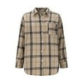 thumbnail image 4 of Plaid Shirts for Women Lightweigt Jackets Lapel Collar Long Sleeve Casual Button Down Shackets with Chest Pocket (XL, Khaki), 4 of 6
