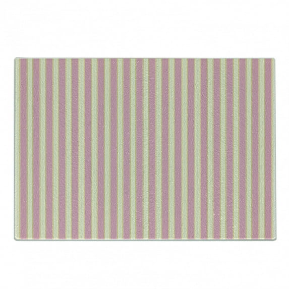 Pink and Yellow Cutting Board, Vertically Striped Pattern in Retro Style and Pastel Colors, Decorative Tempered Glass Cutting and Serving Board, Small Size, Pale Yellow Pale Pink, by Ambesonne