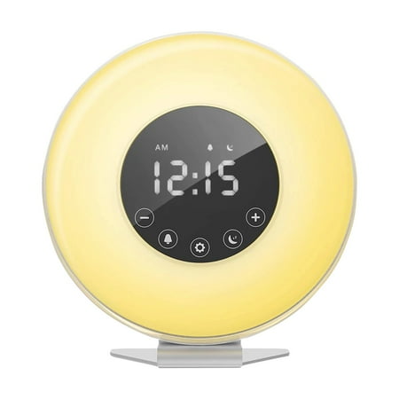 

Sunrise Alarm Clock Digital LED With 6 Color And FM For Bedrooms Multiple Nature Sounds Sunset & Control Snooze Function Heavy S