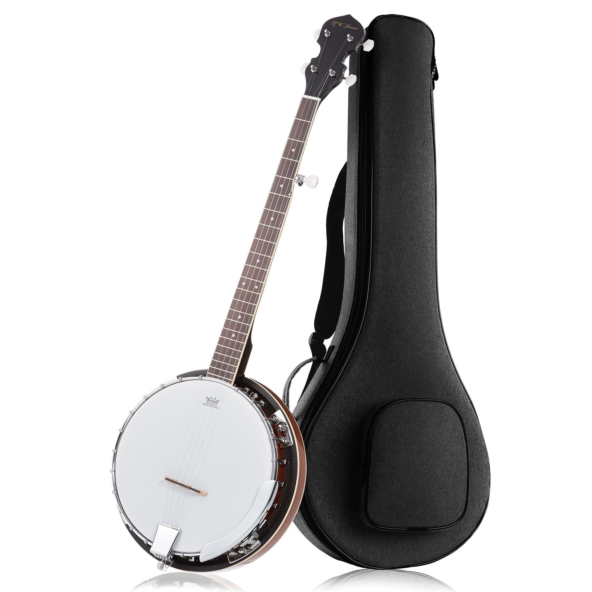 5 String Banjo 24 Bracket,Mahogany Open-back Banjo with Resonator and Geared 5th Tuner Pickup Strings 2 Picks,2 Wrench Bridge,cloth and Bag Strap Banjoe Beginner Kit with Tuner 39 IN 