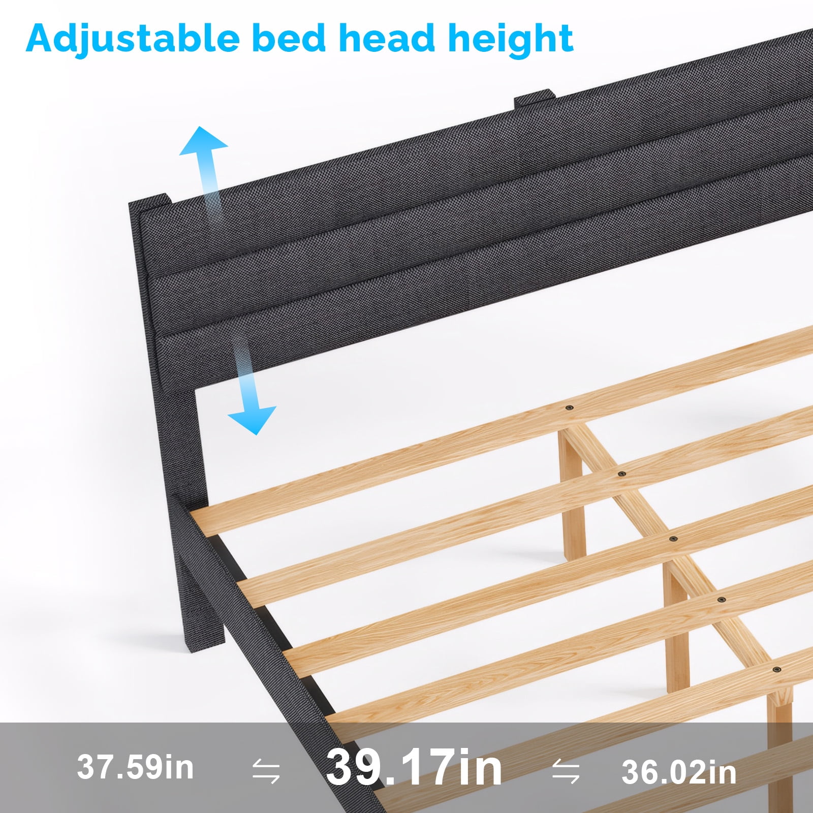 Ktaxon Upholstered Twin Size Bed Frame, Platform Bed  with Headboard, Gray